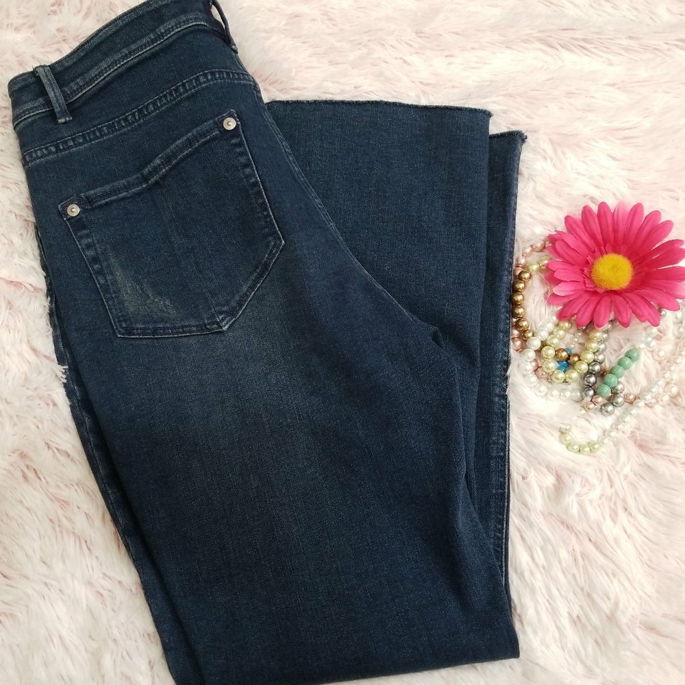J JILL DENIM JEANS BLUE KICK FLARE POCKETS ZIP 8